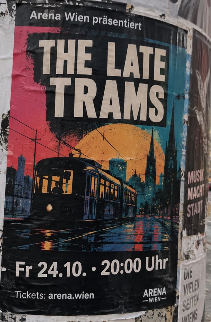 Photo of a concert poster: The Late Trams